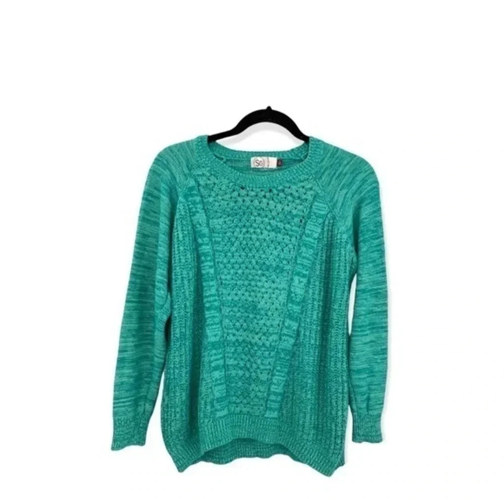 SO‎ Long Sleeve Pullover Sweater Juniors Teal Size Large